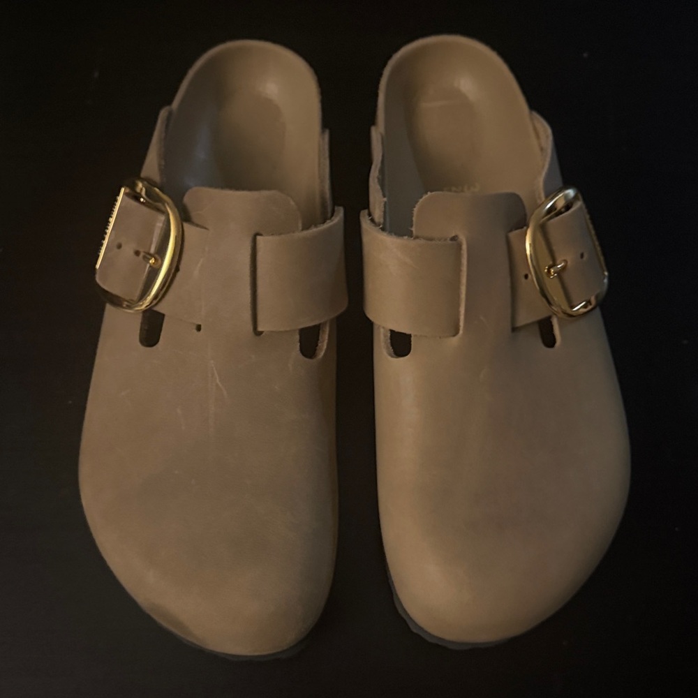 Birkenstock Boston Big Buckle Clog Womens 39 8/8.5 Tobacco Brown Oiled leather - Picture 4 of 6